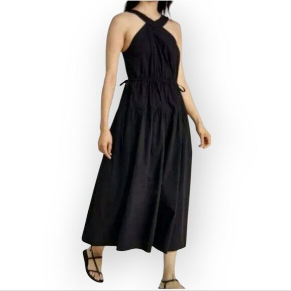 Madewell 100% Cotton Black Halter Midi Sundress Sz 2 - Picture 3 of 16